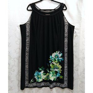 Floral Sleeveless Sheath Dress 22 Net Embroidered Neck Tribal Tropical Grunge